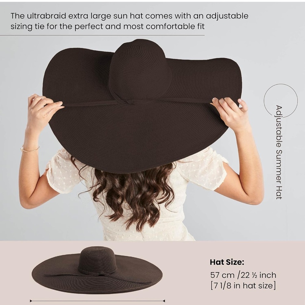 San Diego Hat Company Elegant Brown Wide-Brim Adjustable Floppy Hat